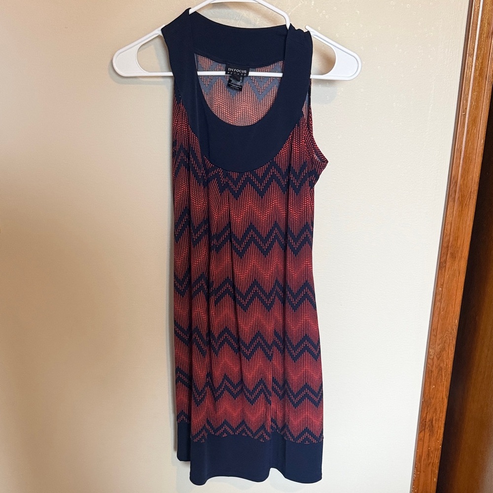 Enfocus Studio Petite Chevron Dress - Blue and Red
